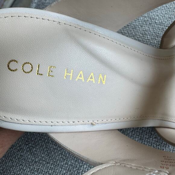 COLE HAAN Women's Cynthia Block Heel Sandal Leather Pumice Stone/Brown Sz 6 - Picture 10 of 13